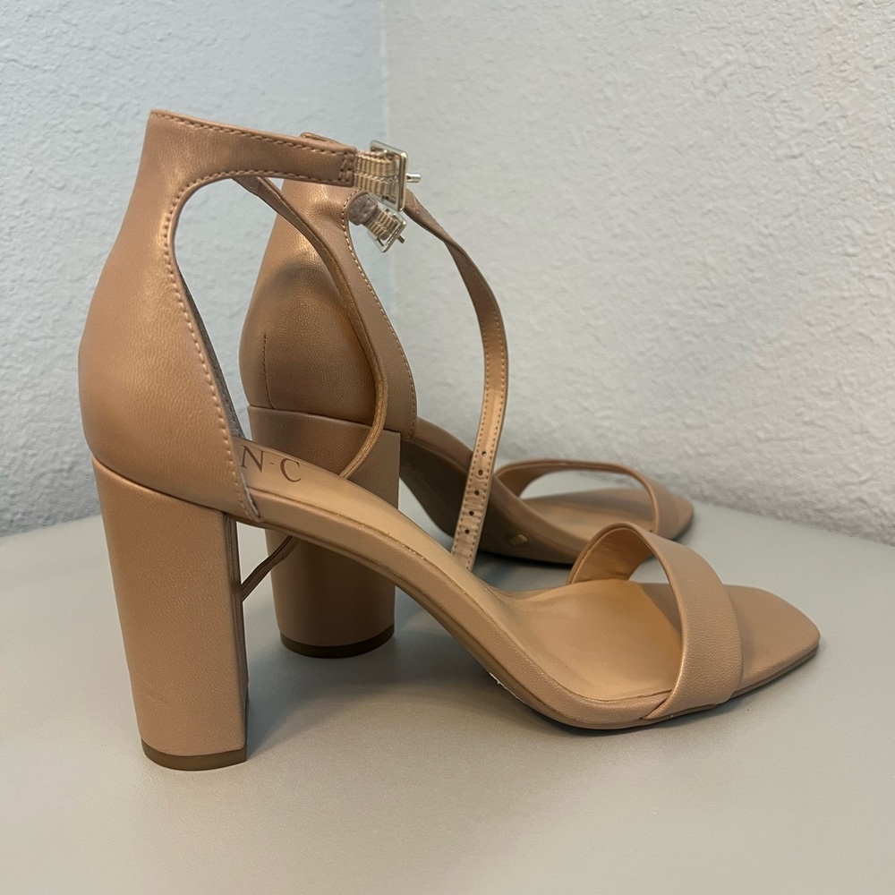 NWOT INC Women's Lexini Two-Piece Sandals Leather Beige Size 8.5 - Picture 9 of 10